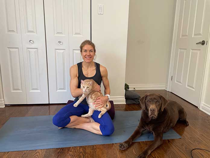 working out with furry friends